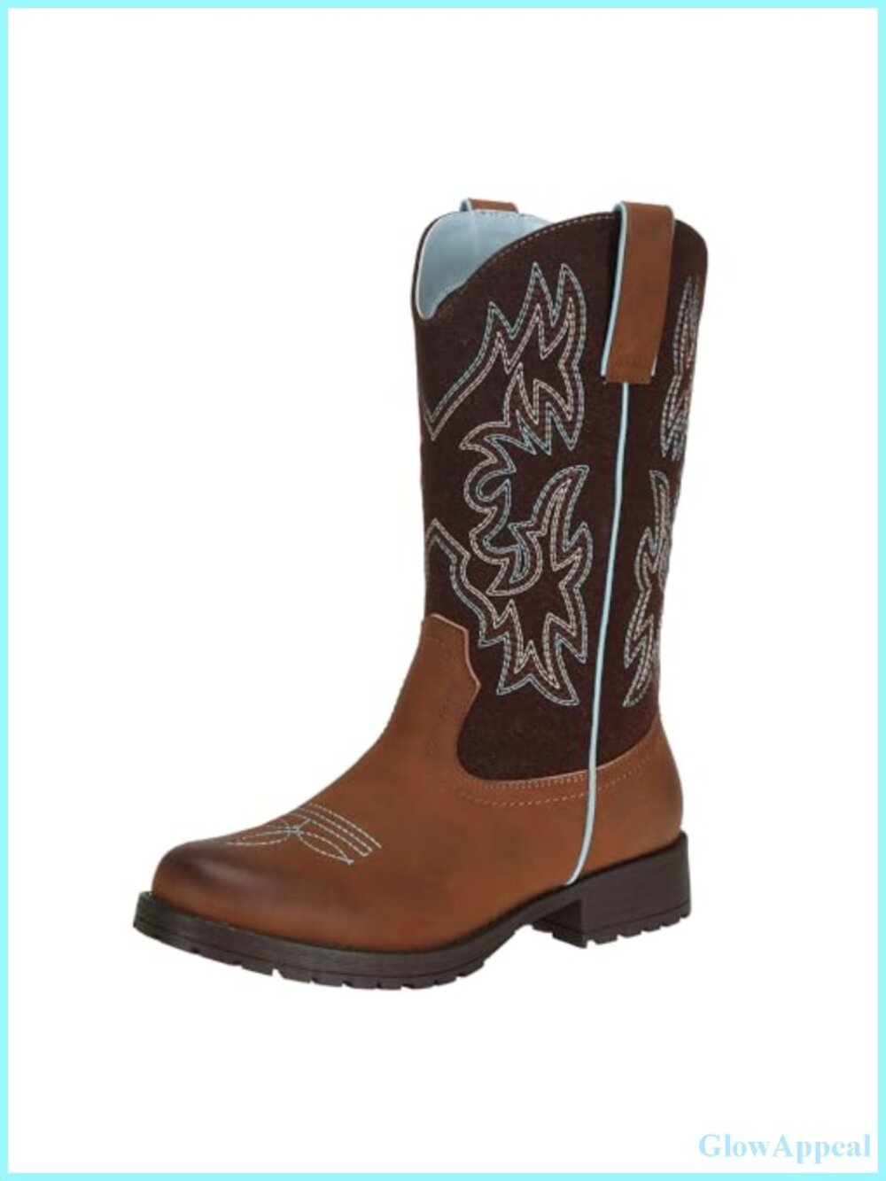 Synthetic Western Cowboy Boots Round Toe Slip Resistant Mid-Calf Work Boots